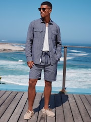 Navy 100% Cotton Stripe Drawstring Waist Shorts - Image 3 of 9