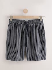 Navy 100% Cotton Stripe Drawstring Waist Shorts - Image 6 of 9