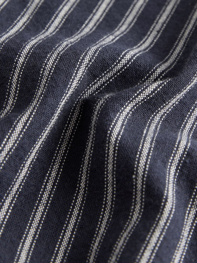Marineblauw - Gestreepte 100% katoenen shorts met trekkoord in de taille - Image 7 of 9