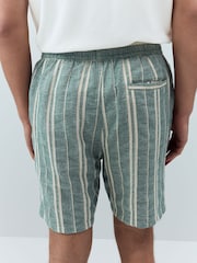 Verde - Cotton with Linen Drawstring Waist Stripe Shorts - Image 3 of 7