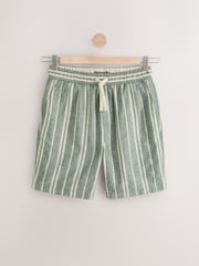 Verde - Cotton with Linen Drawstring Waist Stripe Shorts - Image 6 of 7