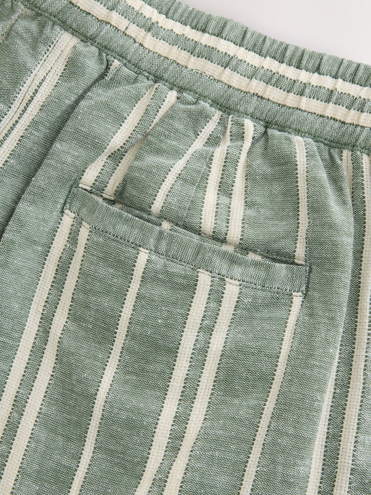 Verde - Cotton with Linen Drawstring Waist Stripe Shorts - Image 7 of 7