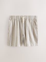 Neutral Elasticated Waist Linen Blend Stripe Shorts - Image 5 of 9