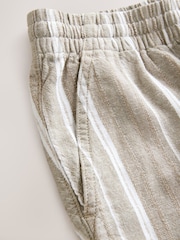 Neutral Elasticated Waist Linen Blend Stripe Shorts - Image 7 of 9