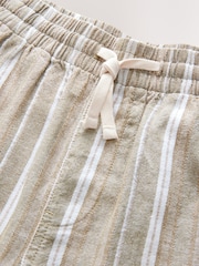 Neutral Elasticated Waist Linen Blend Stripe Shorts - Image 8 of 9