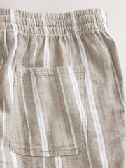 Neutral Elasticated Waist Linen Blend Stripe Shorts - Image 9 of 9