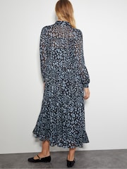 Monsoon Black Diane Long Sleeve Leopard Print Midi Dress - Image 3 of 4