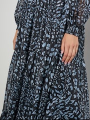 Monsoon Black Diane Long Sleeve Leopard Print Midi Dress - Image 4 of 4