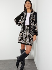 Monsoon Black Phoebe Embroidered Velvet Mini Skirt - Image 1 of 4