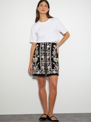 Monsoon Black Phoebe Embroidered Velvet Mini Skirt - Image 4 of 4