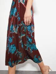 Monsoon Brown Sassa Floral Velvet Cowl Midi Dress - Image 4 of 4