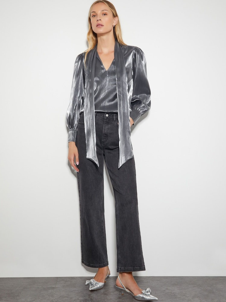 Monsoon Silver Orla Organza Pussybow Blouse - Image 2 of 5