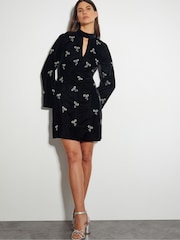 Monsoon Black Moira Embroidered Bow Dress - Image 1 of 4
