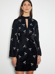 Monsoon Black Moira Embroidered Bow Dress - Image 4 of 4