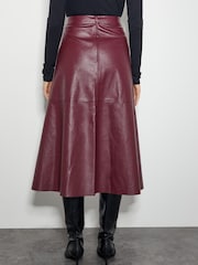Monsoon Red Pippa Faux Leather Midi Skirt - Image 2 of 4