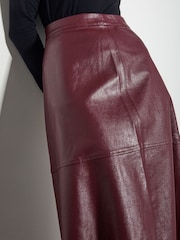 Monsoon Red Pippa Faux Leather Midi Skirt - Image 4 of 4