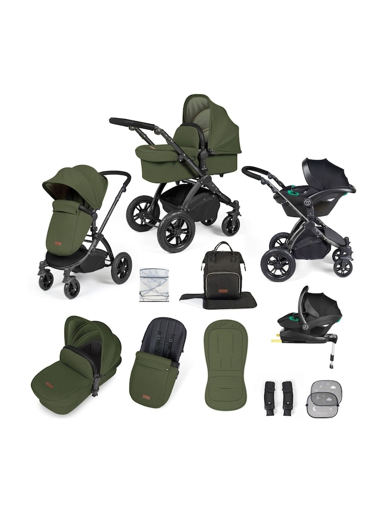 Ickle Bubba Black/Woodland Stomp Luxe All in One i-Size Travel System with ISOFIX Base - Image 1 of 6