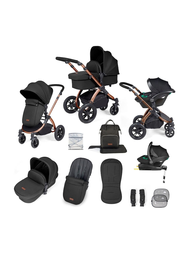 Ickle Bubba Bronze Midnight Black Stomp Luxe All in One i-Size Travel System with ISOFIX Base - Image 1 of 6