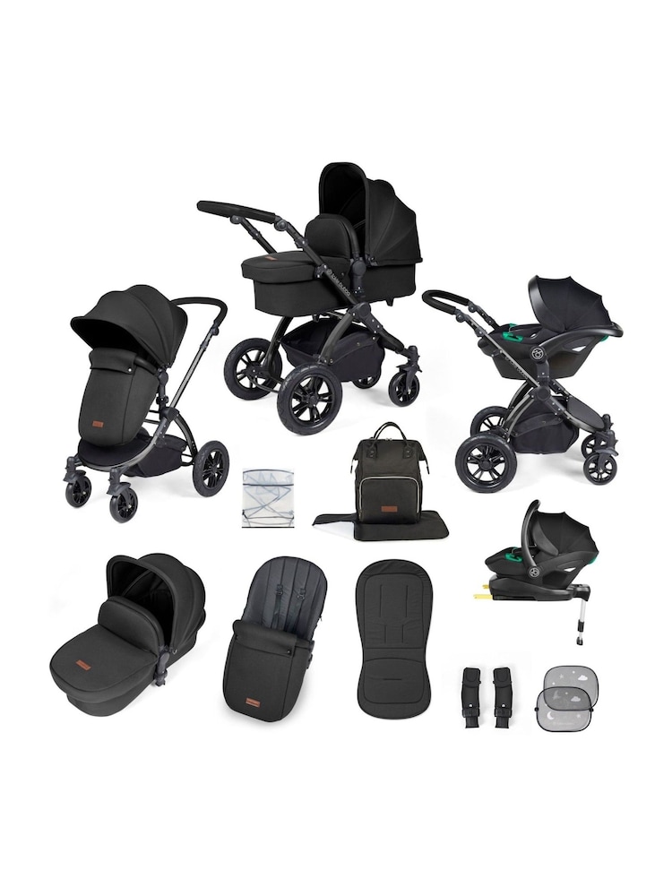 Ickle Bubba Black Midnight Black Stomp Luxe All in One i-Size Travel System with ISOFIX Base - Image 1 of 6