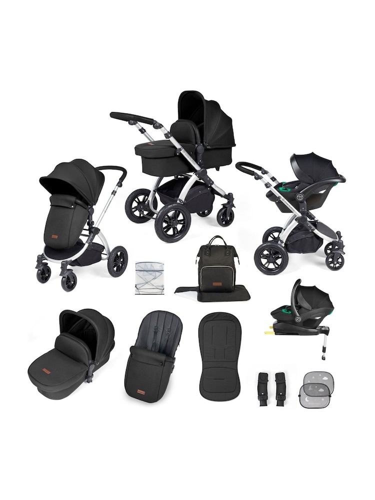 Ickle Bubba Silver Midnight Black Stomp Luxe All-In-One I Size Travel System with St Base - Image 1 of 6