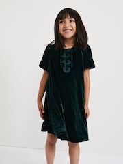 Phase Eight Green Beatrice Velvet Swing Dress - Image 3 of 7