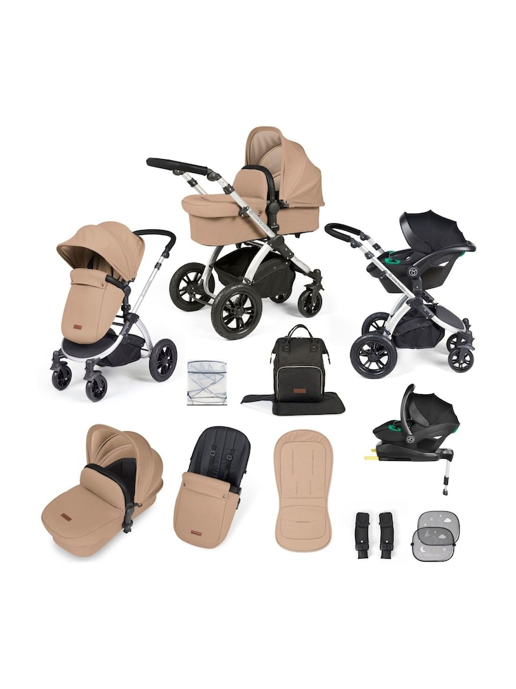 Ickle Bubba Silver Desert Black Stomp Luxe All in One i-Size Travel System with ISOFIX Base - Image 1 of 6