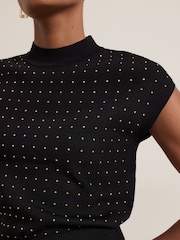 Phase Eight Black Kendall Stud Knit Jumper - Image 4 of 7