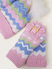 Monsoon Pink Magical Winter Beanie Hat and Novelty Knit Gloves Set - Image 3 of 3