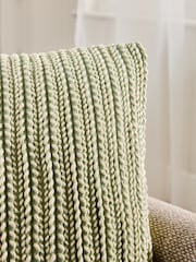 Sage Green 43 x 43cm Two Tone Plait Textured Cushion - Image 2 of 5