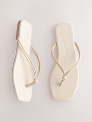 Bone Leather Standard/Wide Fit Forever Comfort® Square Toe Knotted Toe Thong - Image 1 of 10