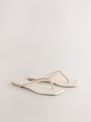 Bone Leather Standard/Wide Fit Forever Comfort® Square Toe Knotted Toe Thong - Image 7 of 10