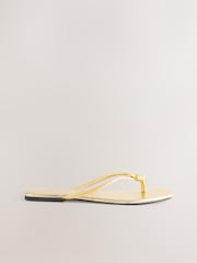 Gold Leather Standard/Wide Fit Forever Comfort® Square Toe Knotted Toe Thong - Image 6 of 9