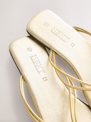 Gold Leather Standard/Wide Fit Forever Comfort® Square Toe Knotted Toe Thong - Image 9 of 9