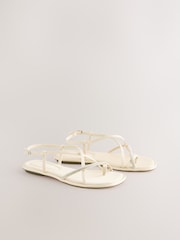 Nude Pink Standard/Wide Fit Forever Comfort® Strappy Bling Toe Loop Sandals - Image 4 of 7