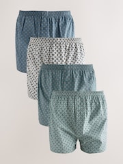 Medallion Print 4 pack Woven Pure 100% Cotton Boxers - Image 1 of 8