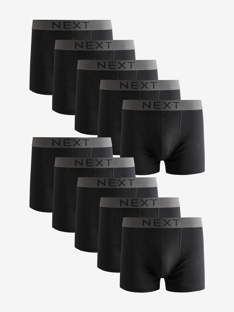 Black 10 pack 100% Cotton Trunks - Image 1 of 4