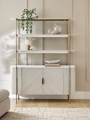 Light Grey Valencia Marble Mango Wood Wide Ladder Shelf - Image 2 of 9