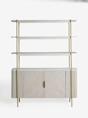 Light Grey Valencia Marble Mango Wood Wide Ladder Shelf - Image 4 of 9