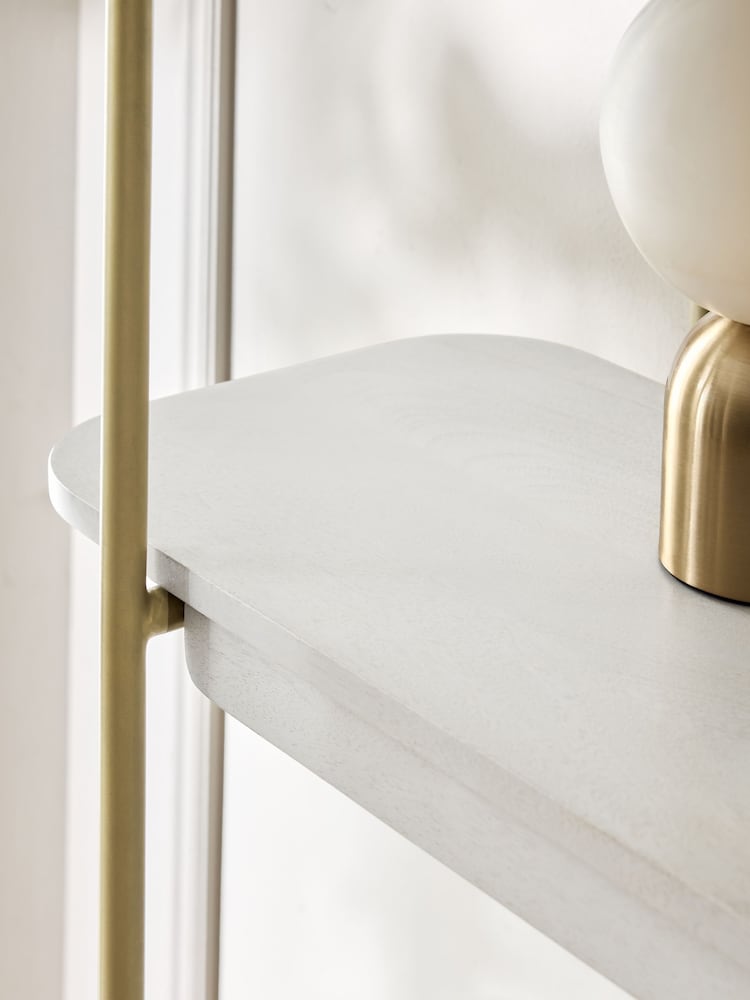 Light Grey Valencia Marble Mango Wood Wide Ladder Shelf - Image 9 of 9