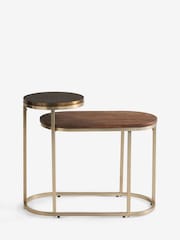 Dark Layered Mango Wood Sofa Side Table - Image 1 of 3