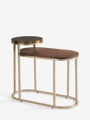 Dark Layered Mango Wood Sofa Side Table - Image 2 of 3