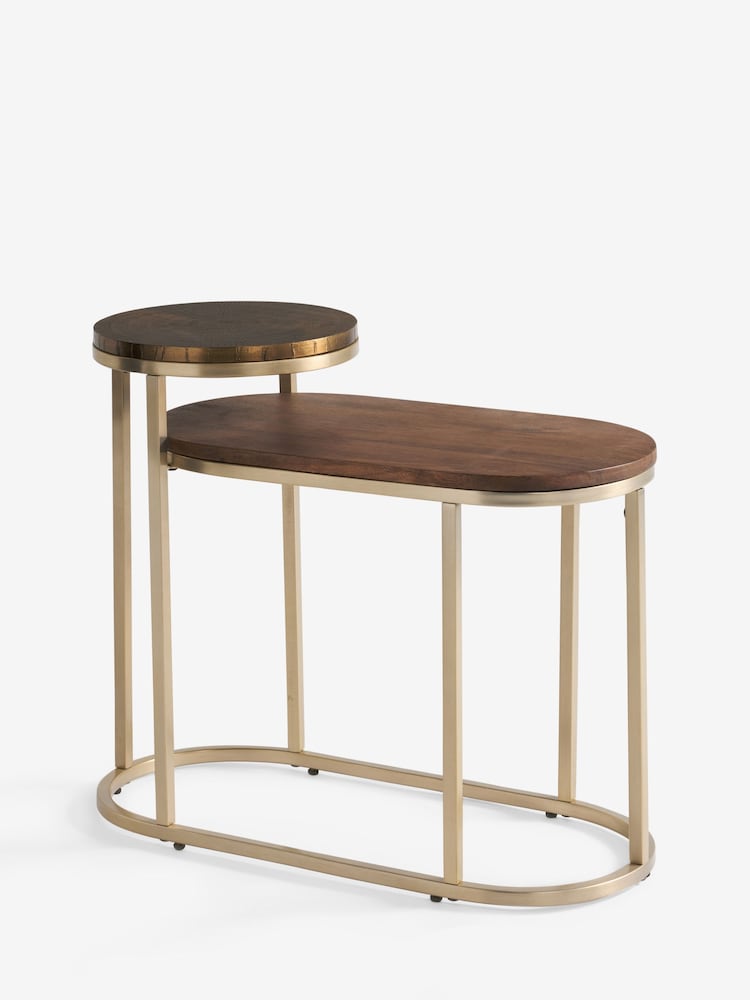 Dark Layered Mango Wood Sofa Side Table - Image 2 of 3