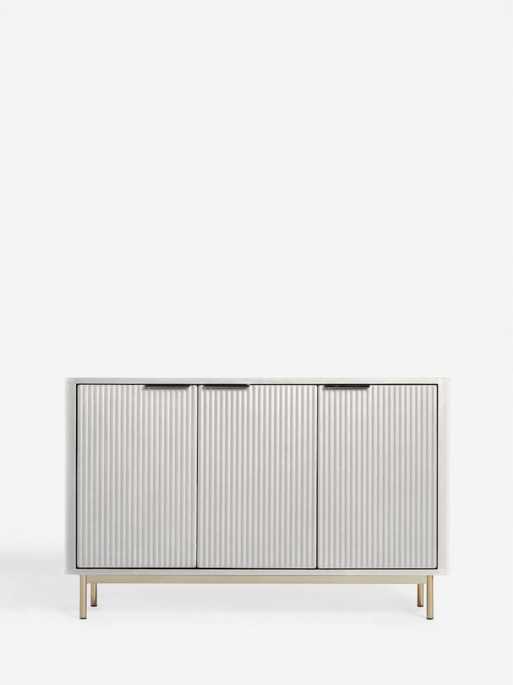 White Emilie Ribbed Space Saving Large Sideboard - Image 1 of 1