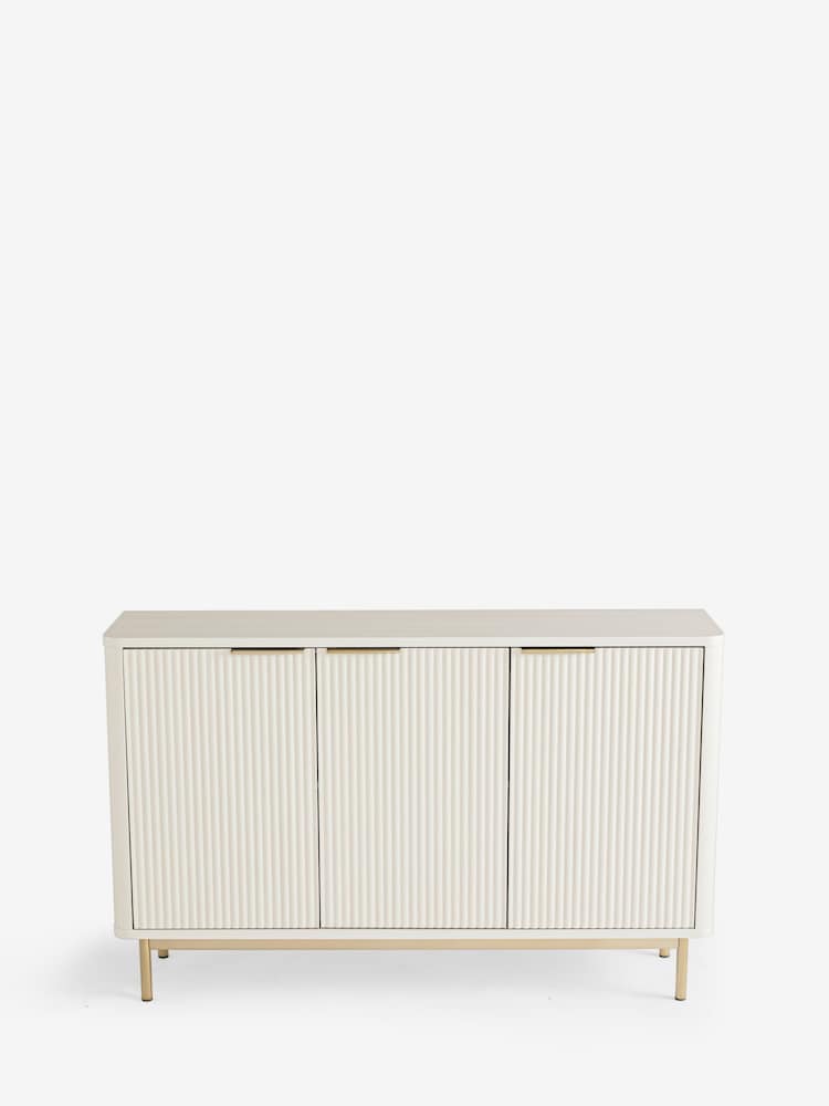 White Emilie Ribbed Space Saving Large Sideboard - Image 2 of 5