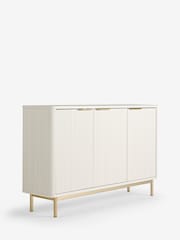 White Emilie Ribbed Space Saving Large Sideboard - Image 3 of 5