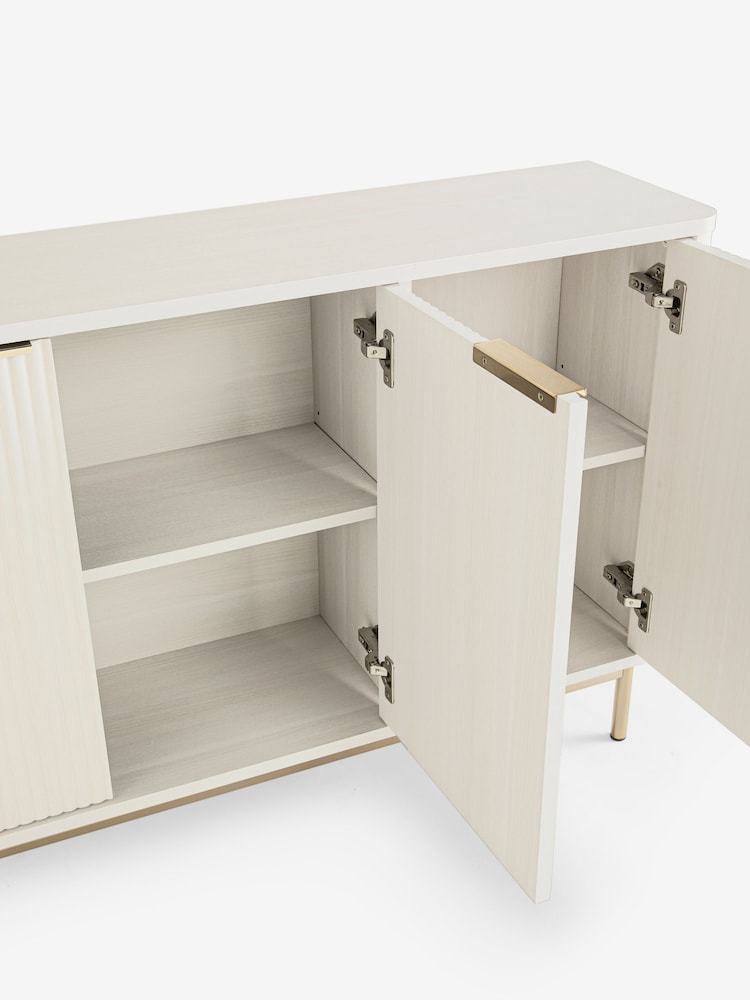 White Emilie Ribbed Space Saving Large Sideboard - Image 5 of 5