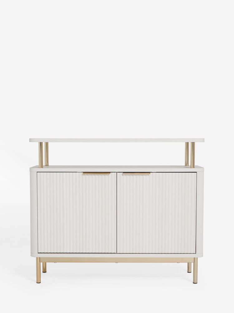 White Emilie Ribbed Drinks Cabinet - Image 2 of 10