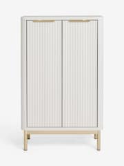 White Emilie Ribbed Space Saving Small Sideboard - Image 1 of 5