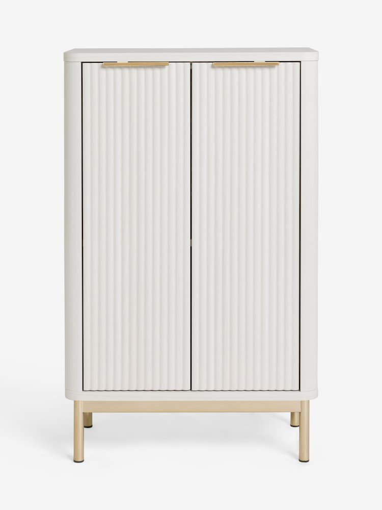 White Emilie Ribbed Space Saving Small Sideboard - Image 1 of 5