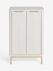 White Emilie Ribbed Space Saving Small Sideboard - Image 2 of 5